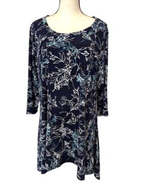 2/$30 Woman Within Stretch High Low 3/4 Sleeve Tunic Top Plus Sz 18/20 #2356